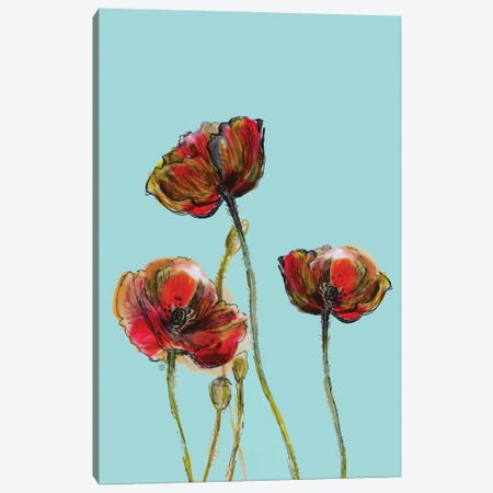 Red Poppies I Canvas Print #FPT216} by Fanitsa Petrou Canvas Wall Art
