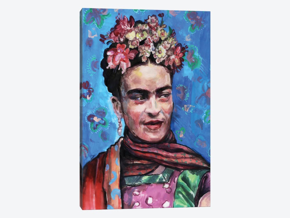 Frida On Blue by Fanitsa Petrou 1-piece Canvas Print