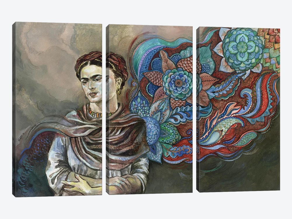 Frida Floral I by Fanitsa Petrou 3-piece Canvas Artwork