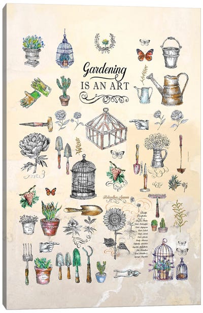 Gardening Is An Art Canvas Art Print - Botanical Illustrations