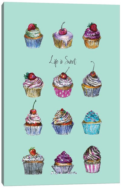Life Is Sweet Canvas Art Print - Cake & Cupcake Art