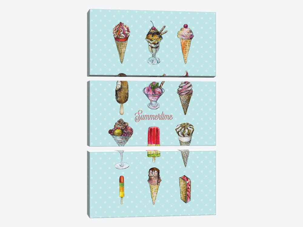 Summertime - Ice Creams by Fanitsa Petrou 3-piece Canvas Artwork