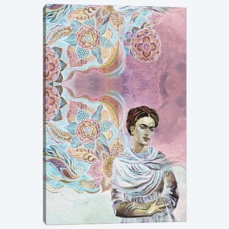 Frida On Pink Canvas Print #FPT24} by Fanitsa Petrou Canvas Art Print