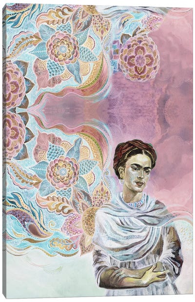 Frida On Pink Canvas Art Print - Paisley