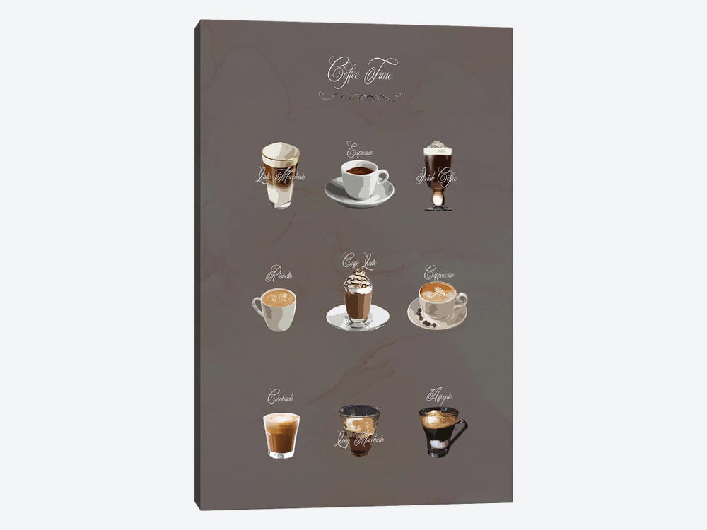 Types Of Coffee by Fanitsa Petrou 1-piece Canvas Art Print