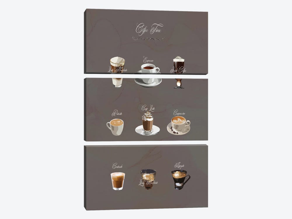Types Of Coffee by Fanitsa Petrou 3-piece Canvas Art Print
