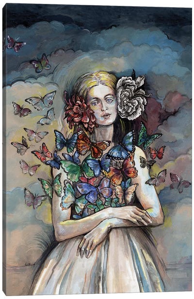 Butterfly Woman Canvas Art Print - Fanitsa Petrou