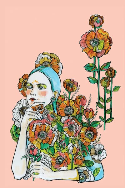 Blue Hair And Flowers