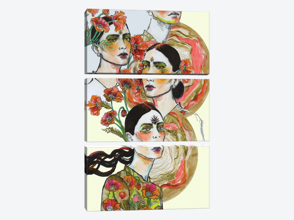Faces / Phases by Fanitsa Petrou 3-piece Canvas Wall Art