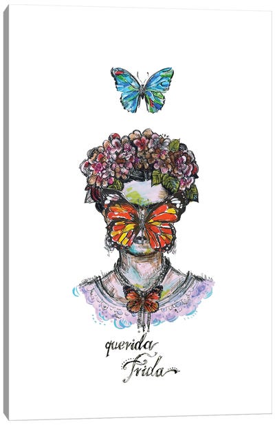 Frida - Butterfly Canvas Art Print - Frida Kahlo