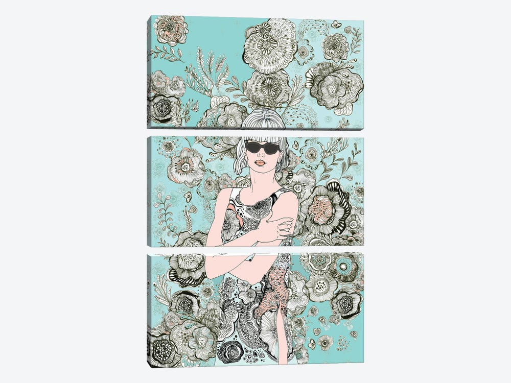 Flowers And Sunglasses I by Fanitsa Petrou 3-piece Canvas Art