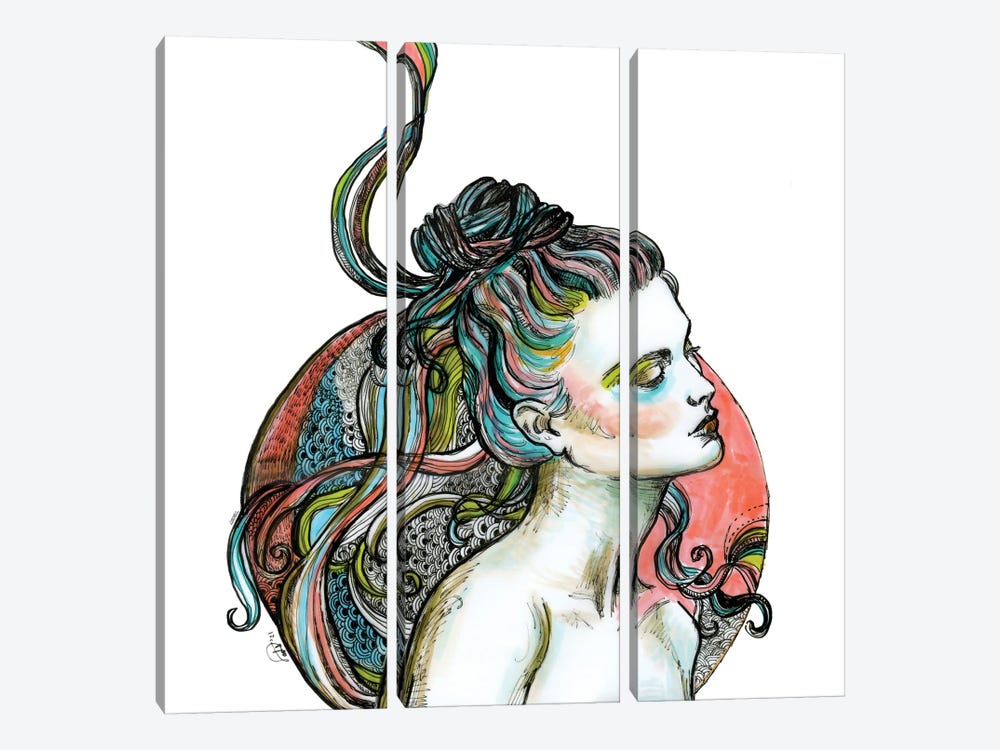 Upside Down Hair by Fanitsa Petrou 3-piece Canvas Art Print