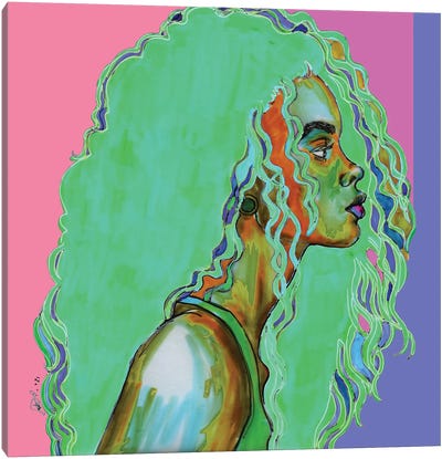 Neon Colored Hair Canvas Art Print - Fanitsa Petrou
