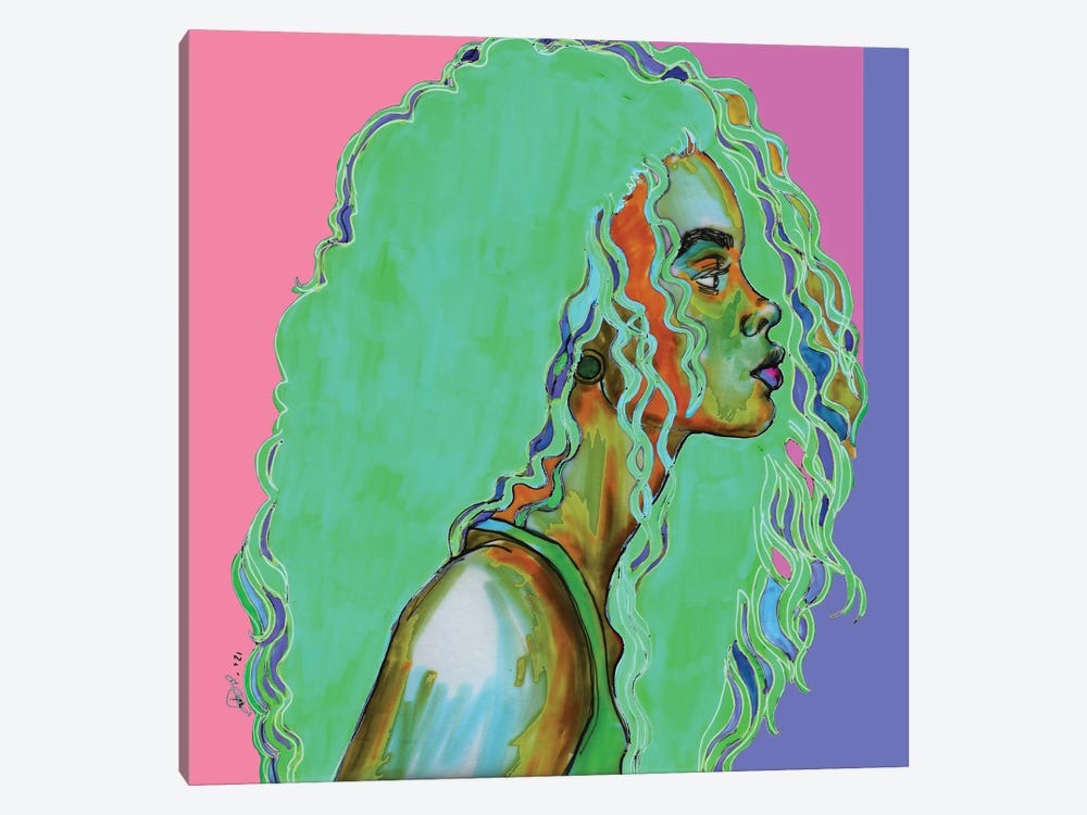 Neon Colored Hair by Fanitsa Petrou 1-piece Canvas Wall Art