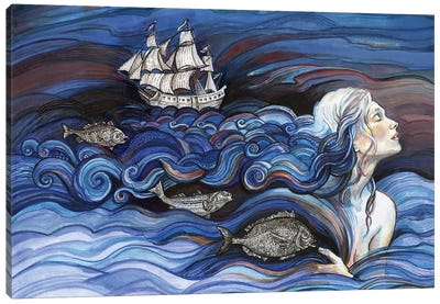 Surreal - Ocean Hair Canvas Art Print - Art Nouveau Redux