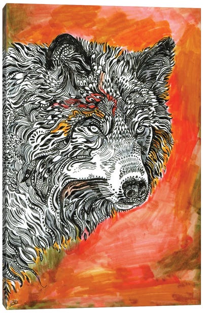 Red Wolf Canvas Art Print - Fanitsa Petrou
