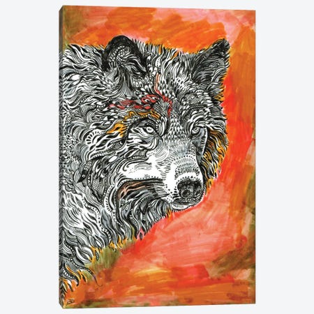 Red Wolf Canvas Print #FPT295} by Fanitsa Petrou Canvas Art