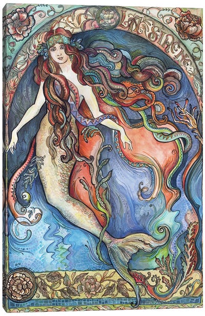A Mermaid - La Sirène Canvas Art Print - Art Nouveau Redux