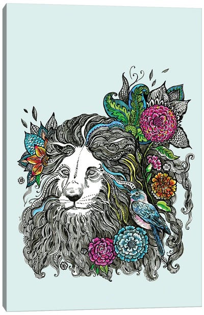 Lion With Flowers Canvas Art Print - Fanitsa Petrou