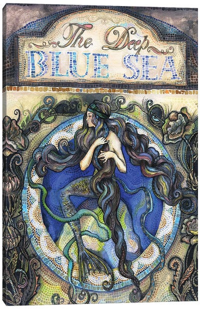 The Deep Blue Sea - Mermaid Canvas Art Print - Fanitsa Petrou