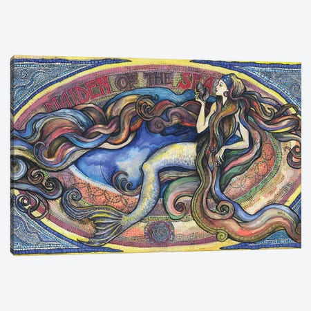 Maiden Of The Sea - Mermaid Art Canvas Print #FPT325} by Fanitsa Petrou Canvas Wall Art