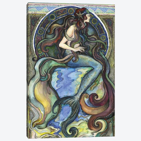 Under The Sea - A Mermaid I Canvas Print #FPT32} by Fanitsa Petrou Canvas Art Print