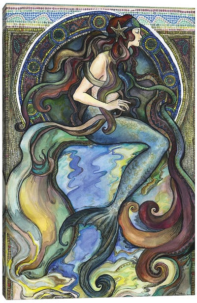 Under The Sea - A Mermaid I Canvas Art Print - Fanitsa Petrou