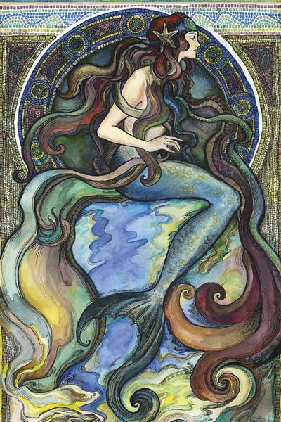 Large Art for Bathroom - Canvas Prints: Under The Sea - A Mermaid I by Fanitsa Petrou