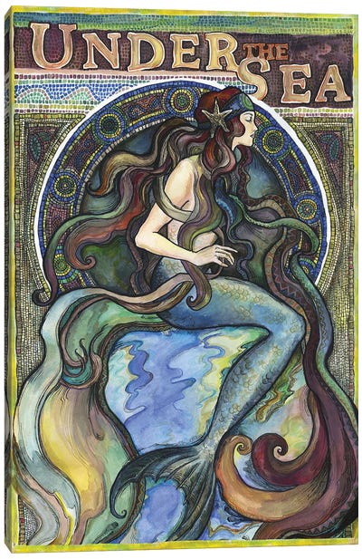 Under The Sea - A Mermaid II Canvas Art Print - Fanitsa Petrou