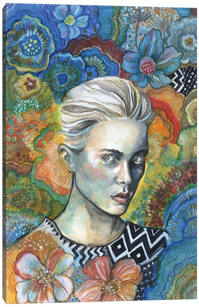 Floral Geometric Canvas Art Print - Fanitsa Petrou