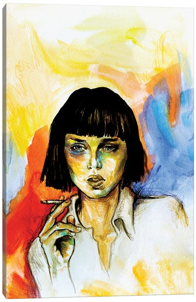 Woman Smoking II Canvas Art Print - Fanitsa Petrou