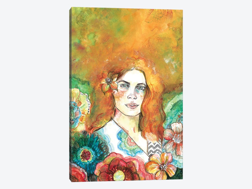 Red Hair And Flowers by Fanitsa Petrou 1-piece Art Print