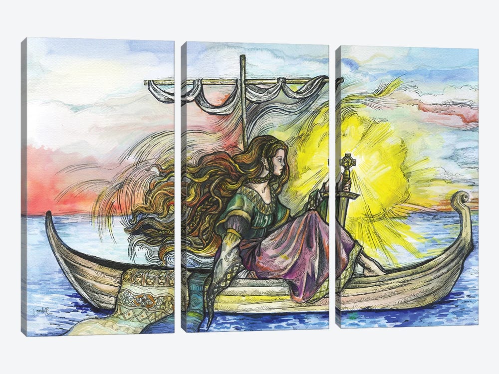 Lady Of The Lake Excalibur by Fanitsa Petrou 3-piece Canvas Print
