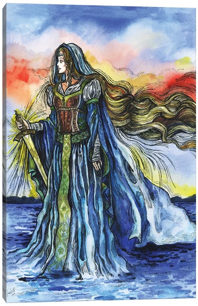 Lady Of The Lake Excalibur II Canvas Art Print - Fanitsa Petrou
