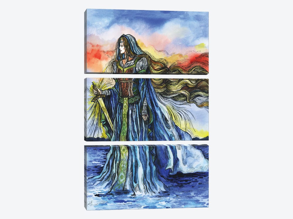Lady Of The Lake Excalibur II by Fanitsa Petrou 3-piece Canvas Wall Art