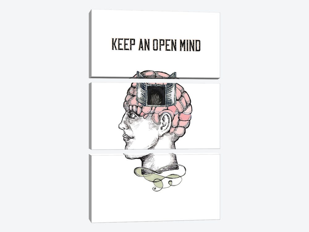 Keep And Open Mind - Phrenology Head 3-piece Canvas Art Print