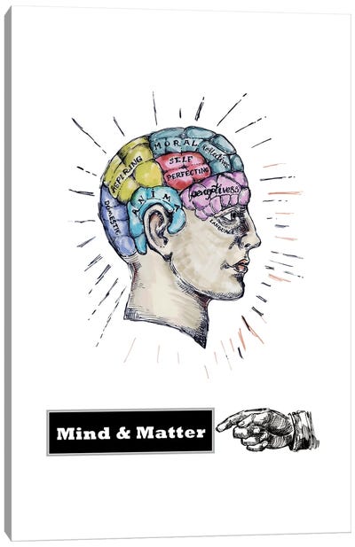 Mind And Matter - Phrenology Head Canvas Art Print - Fanitsa Petrou