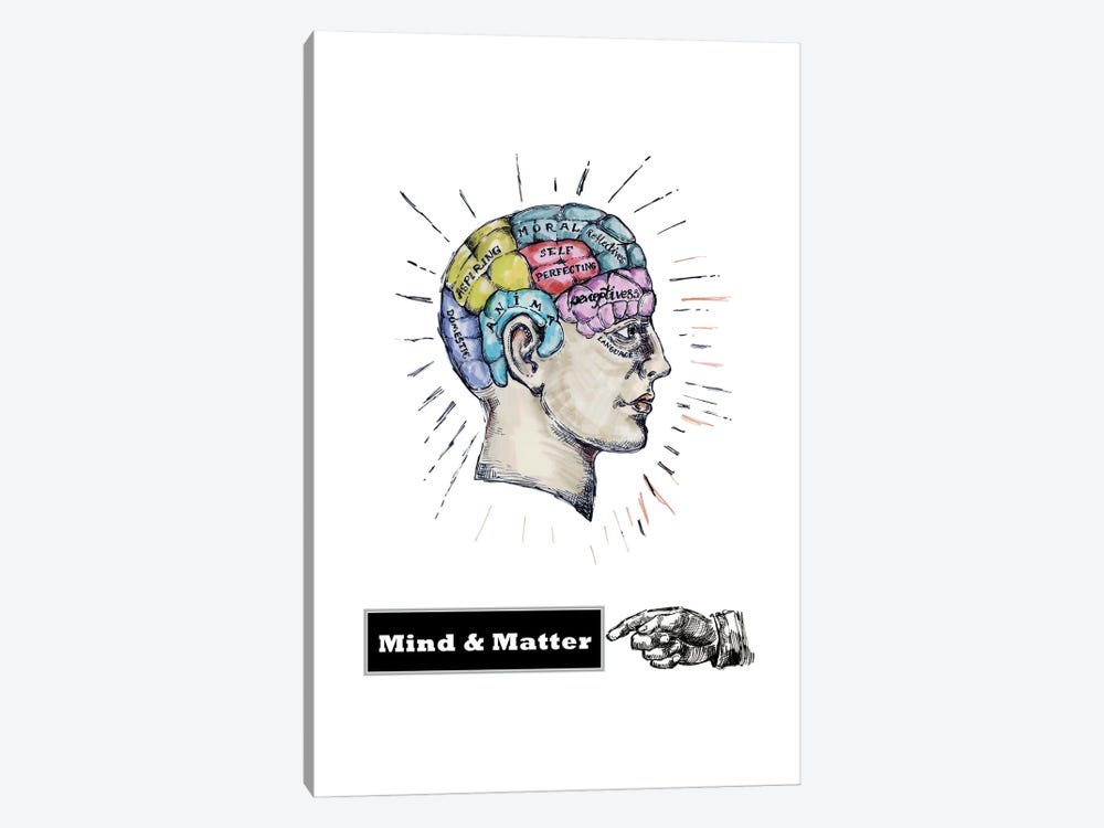 Mind And Matter - Phrenology Head by Fanitsa Petrou 1-piece Canvas Artwork