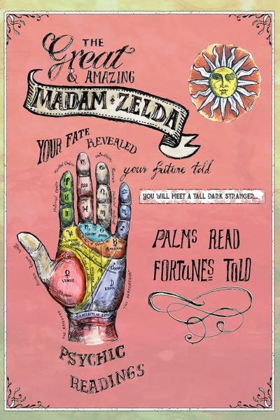 Psychic Readings Poster - Palmistry by Fanitsa Petrou art print