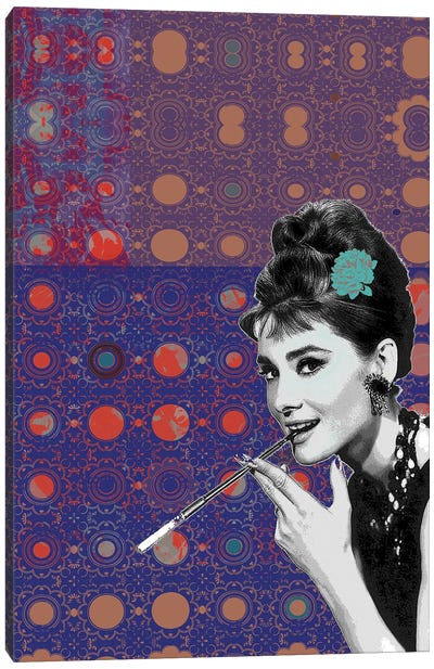 Audrey Hepburn Smoking Canvas Art Print - Fanitsa Petrou
