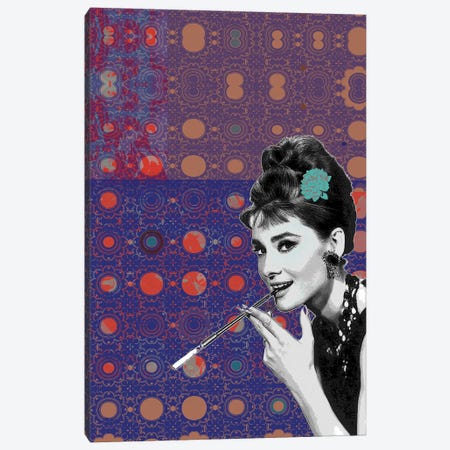 Audrey Hepburn Smoking Canvas Print #FPT44} by Fanitsa Petrou Canvas Print
