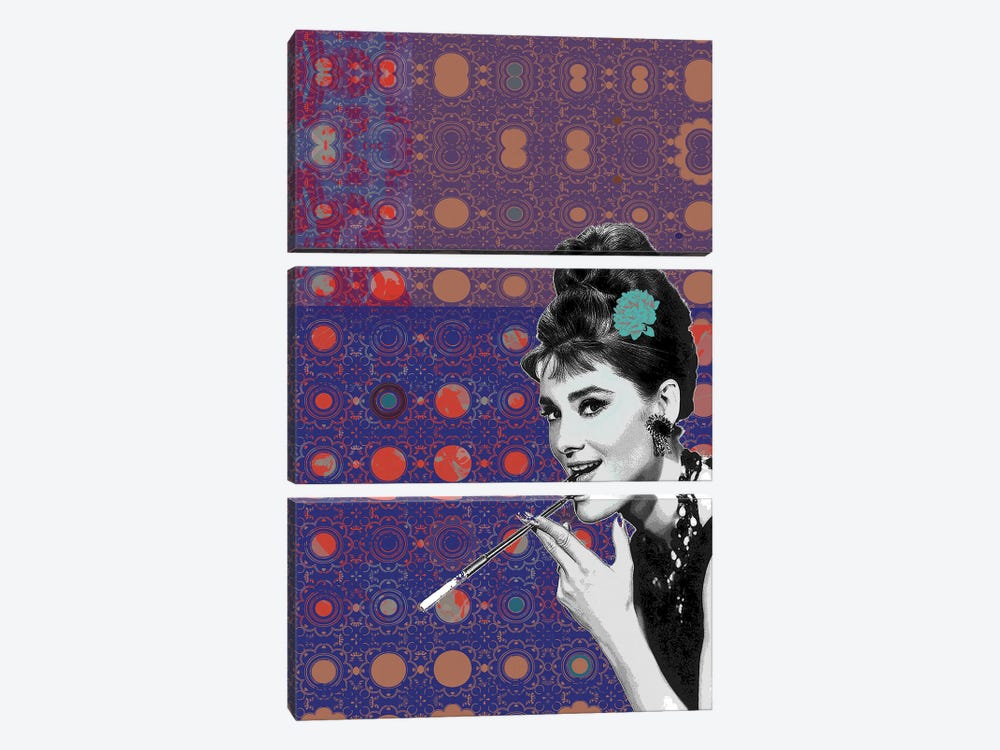 Audrey Hepburn Smoking by Fanitsa Petrou 3-piece Canvas Art