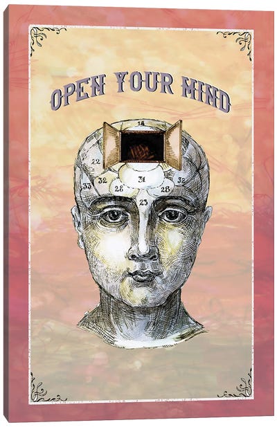 Open Your Mind - Phrenology Chart Canvas Art Print - Fanitsa Petrou
