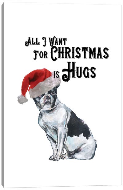 Christmas Bulldog Canvas Art Print - Bulldog Art