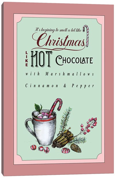 Hot Chocolate Retro Christmas Art Canvas Art Print - Fanitsa Petrou
