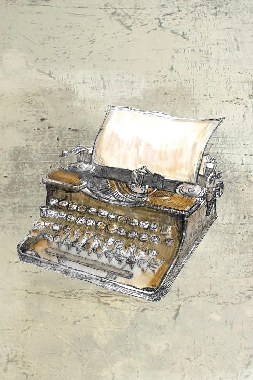 Vintage Typewriter Gift For Writer by Fanitsa Petrou wall art