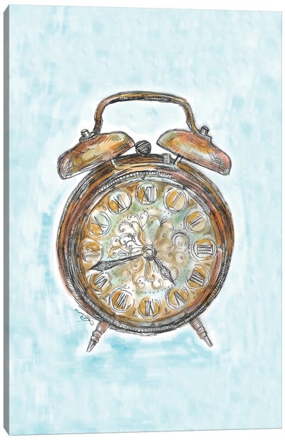 Vintage Alarm Clock Canvas Art Print - Clock Art