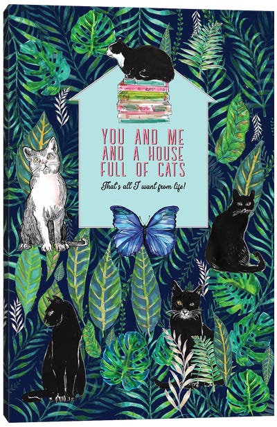 You And Me And A House Full Of Cats Canvas Art Print - Fanitsa Petrou