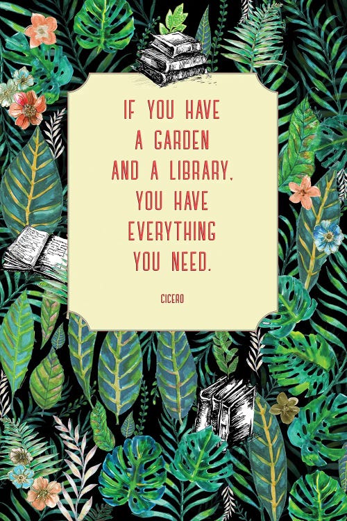 A Garden And A Library - Book Lover's Gift by Fanitsa Petrou wall art