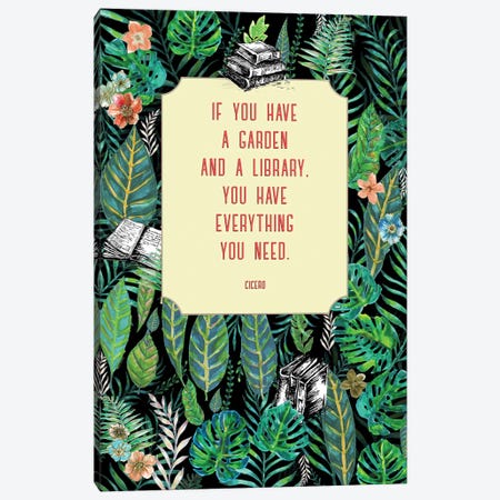 A Garden And A Library - Book Lover's Gift Canvas Print #FPT529} by Fanitsa Petrou Canvas Art Print